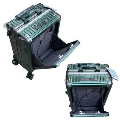 Sanzheng 6003 Carry-On Luggage with Aluminum Style, Laptop front open, cup holder and charger
