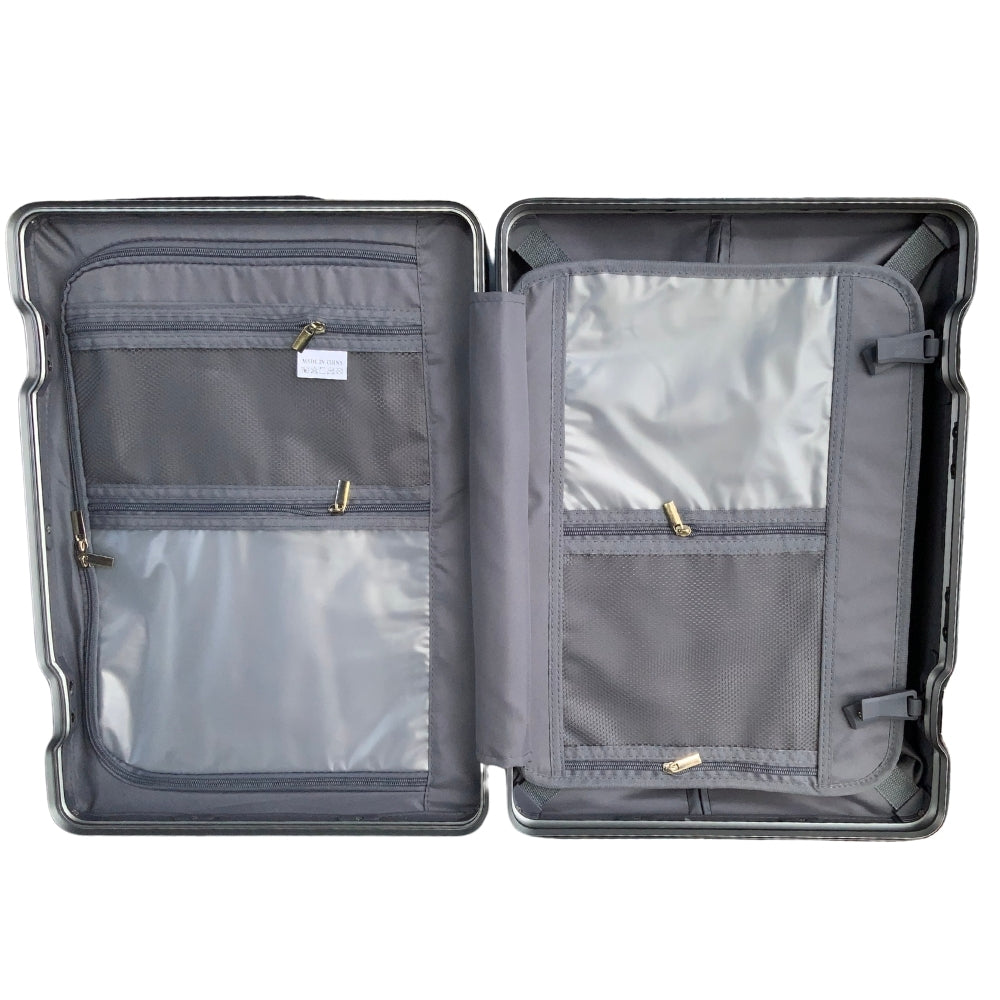 Sanzheng 6003 Carry-On Luggage with Aluminum Style, Laptop front open, cup holder and charger